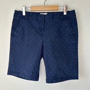 J. Crew Navy Bermuda Shorts With Pink Polka dots Pockets 9.5” Inseam - Sz 6